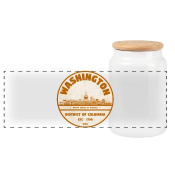 Washington DC Vintage Rundstempel - Panorama Keksdose mit Holzdeckel - Weiß - Vorne