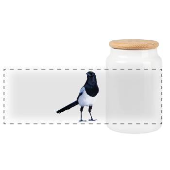 Pica pica - Panoramic Cookie Jar with Wooden Lid - white - Front
