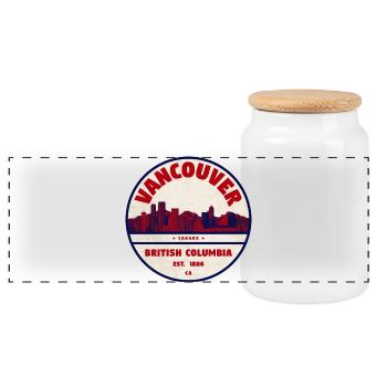 Vancouver Skyline Vintage Logo - Boîte à biscuits avec couvercle en bois - blanc - Devant