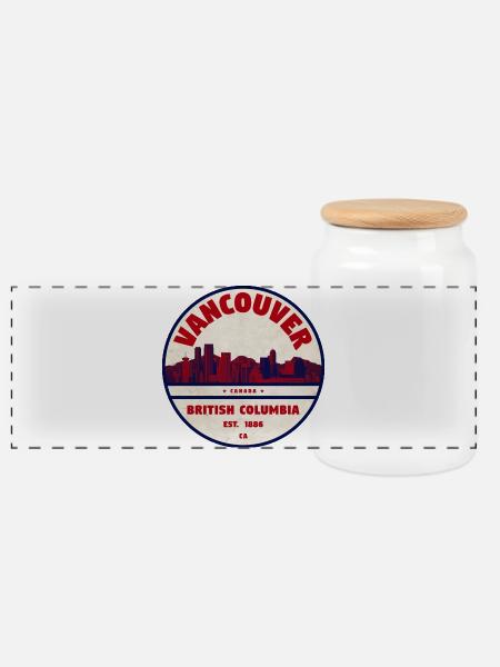 Vancouver Skyline Vintage Logo - Panorama Keksdose mit Holzdeckel - Weiß