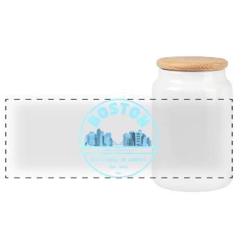 Boston Skyline Cradle of Liberty Badge - Panorama Keksdose mit Holzdeckel - Weiß - Vorne