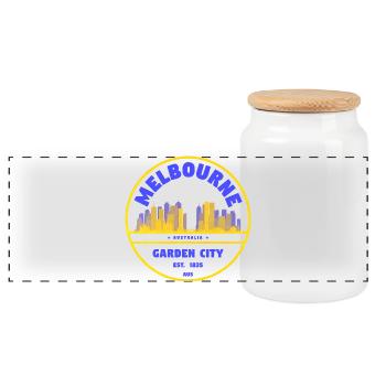 Melbourne Garden City Skyline - Boîte à biscuits avec couvercle en bois - blanc - Devant