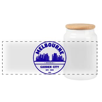 Melbourne Garden City Skyline - Boîte à biscuits avec couvercle en bois - blanc - Devant
