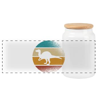 Dino Dinosaurs - Panoramic Cookie Jar with Wooden Lid - white - Front