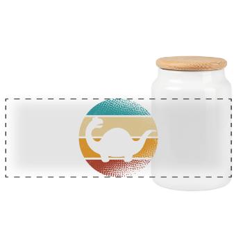 Dino Dinosaurs - Panoramic Cookie Jar with Wooden Lid - white - Front