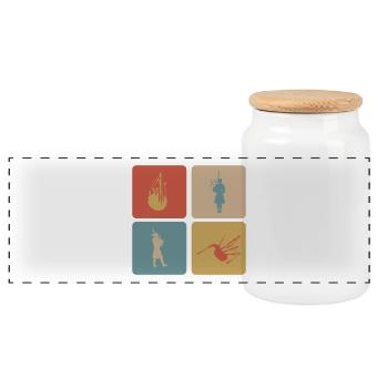 design de cornemuse - Boîte à biscuits avec couvercle en bois - blanc - Devant