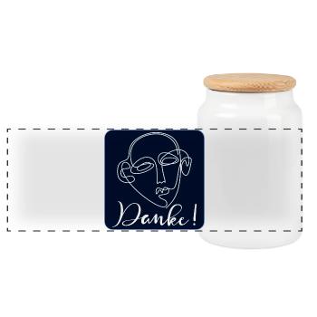 DANKESCHÖN GESCHENKE - LINE ART BILDER - DANKE - Panorama Keksdose mit Holzdeckel - Weiß - Vorne