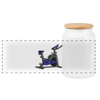 Blue Spin Fahrrad - Panorama Keksdose mit Holzdeckel - Weiß - Vorne