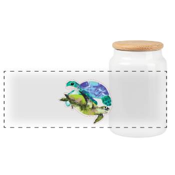 Aquarelle Goutte conductrice tortue - Boîte à biscuits avec couvercle en bois - blanc - Devant