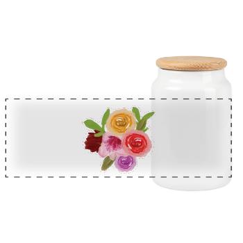 Illustration florale à l’aquarelle - Boîte à biscuits avec couvercle en bois - blanc - Devant
