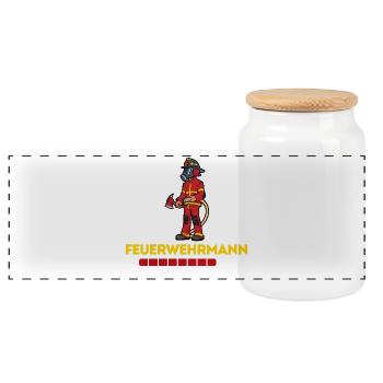 Feuerwehrschlauch Feuerwehrmann Feuerwehr Spruch - Panorama Keksdose mit Holzdeckel - Weiß - Vorne