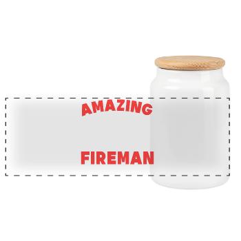 Fire brigade Professional fire brigade Statement Firefighter - Panoramic Cookie Jar with Wooden Lid - white - Front