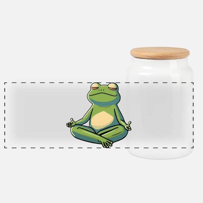 Süßer Frosch - Panorama Keksdose mit Holzdeckel - Weiß
