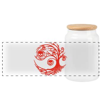 Arbre rouge aux crânes - Boîte à biscuits avec couvercle en bois - blanc - Devant