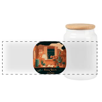 Keep Calm - Panoramic Cookie Jar with Wooden Lid - white - Front