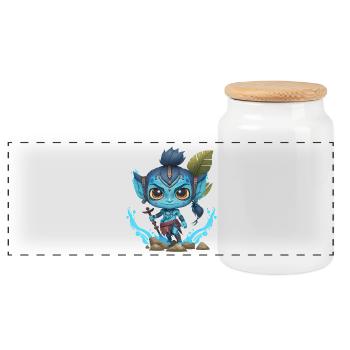 Avatar La Voie de l'Eau, mignon personnage, navi - Boîte à biscuits avec couvercle en bois - blanc - Devant