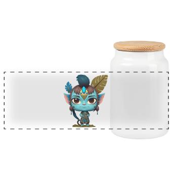 Avatar La Voie de l'Eau, mignon personnage, navi - Boîte à biscuits avec couvercle en bois - blanc - Devant