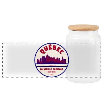 Quebec Vieille Capitale Skyline - Panoramic Cookie Jar with Wooden Lid - white - Front