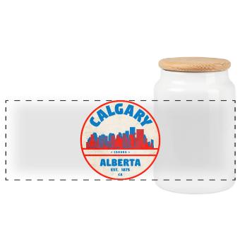 Calgary Skyline Vintage - Boîte à biscuits avec couvercle en bois - blanc - Devant