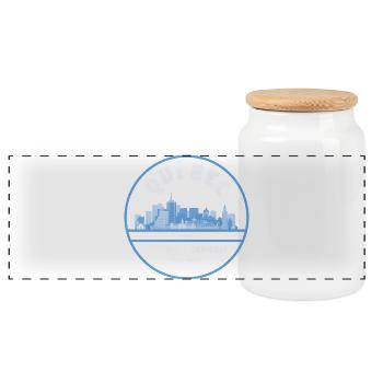 Silhouette de la capitale de La Vieille au Québec - Boîte à biscuits avec couvercle en bois - blanc - Devant