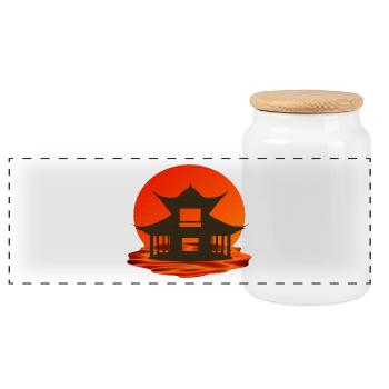 tagesanbruch, shintoschrein, japanische tradition - Panorama Keksdose mit Holzdeckel - Weiß - Vorne