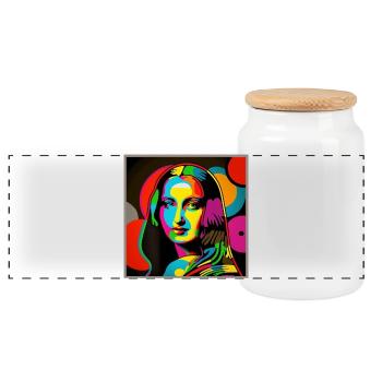 Porte Pop Art - Boîte à biscuits avec couvercle en bois - blanc - Devant