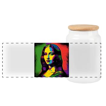 Portrait Pop Art - Boîte à biscuits avec couvercle en bois - blanc - Devant