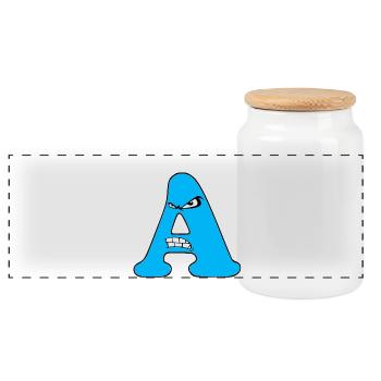 A - Panoramic Cookie Jar with Wooden Lid - white - Front