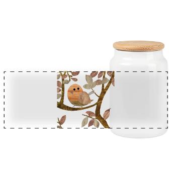 Vogel im Baum - Holz - Panorama Keksdose mit Holzdeckel - Weiß - Vorne