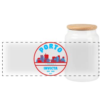 Porto Portugal - Boîte à biscuits avec couvercle en bois - blanc - Devant