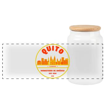 Insigne de la Skyline de Quito Monasterio América - Boîte à biscuits avec couvercle en bois - blanc - Devant