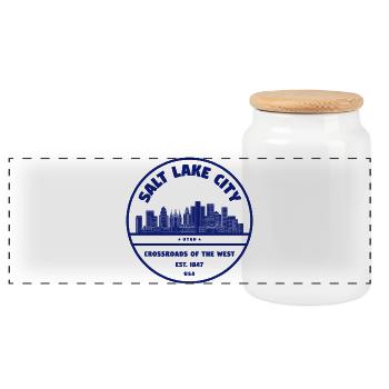 Salt Lake City Skyline Wappen - Panorama Keksdose mit Holzdeckel - Weiß - Vorne