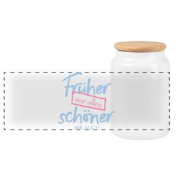 Früher war alles schöner. Wir auch. - Panorama Keksdose mit Holzdeckel - Weiß - Vorne