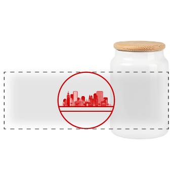 Emblème de la silhouette de la ville de Tunis - Boîte à biscuits avec couvercle en bois - blanc - Devant