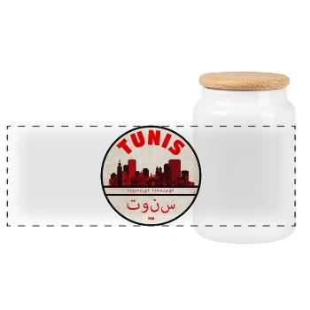Silhouette rouge de la Skyline de Tunis - Boîte à biscuits avec couvercle en bois - blanc - Devant