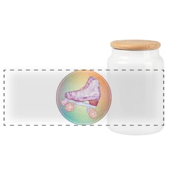 Disco roller skating - Panoramic Cookie Jar with Wooden Lid - white - Front