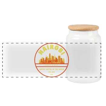 Nairobi Skyline Emblem - Panoramic Cookie Jar with Wooden Lid - white - Front