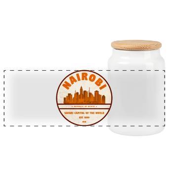 Nairobi Safari City Emblem - Panoramic Cookie Jar with Wooden Lid - white - Front