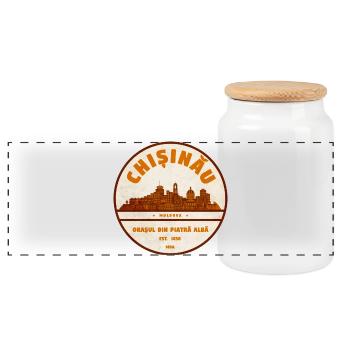 Chișinău Vintage Stadtlogo Moldau - Panorama Keksdose mit Holzdeckel - Weiß - Vorne