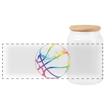 Basketball Sketch - Panoramic Cookie Jar with Wooden Lid - white - Front