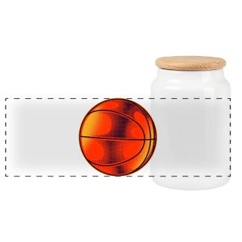 Vintage Basketball - Panoramic Cookie Jar with Wooden Lid - white - Front
