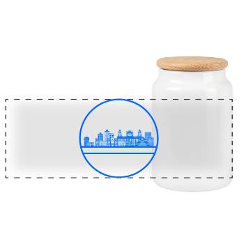 Bleu skyline de Guatemala City - Boîte à biscuits avec couvercle en bois - blanc - Devant