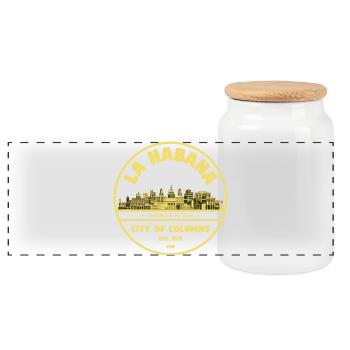 La Habana City of Pillars - Panoramic Cookie Jar with Wooden Lid - white - Front