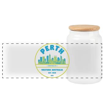 Perth Skyline Vintage Badge - Boîte à biscuits avec couvercle en bois - blanc - Devant