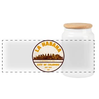 La Ville des Colonnes de Havane - Boîte à biscuits avec couvercle en bois - blanc - Devant