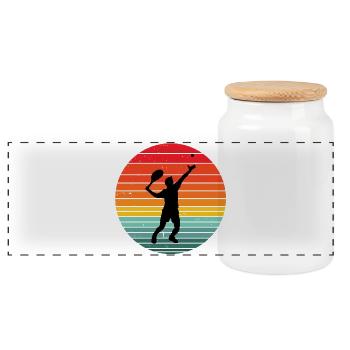 tennis, tennis fan, tennis match - Panoramic Cookie Jar with Wooden Lid - white - Front