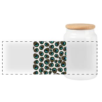 all over prints Damen, pfauenmuster wasserpixel - Panorama Keksdose mit Holzdeckel - Weiß - Vorne