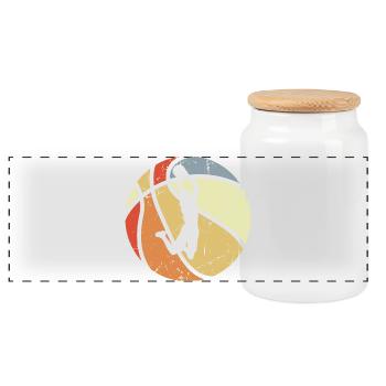 Vintage Basketball - Panoramic Cookie Jar with Wooden Lid - white - Front