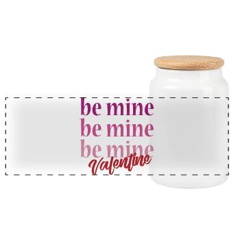 t-shirt be mine valentine Valentines Day love - Panoramic Cookie Jar with Wooden Lid - white - Front