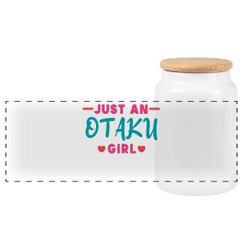 Otaku Manga Anime Heart Statement Japan Asian - Panoramic Cookie Jar with Wooden Lid - white - Front